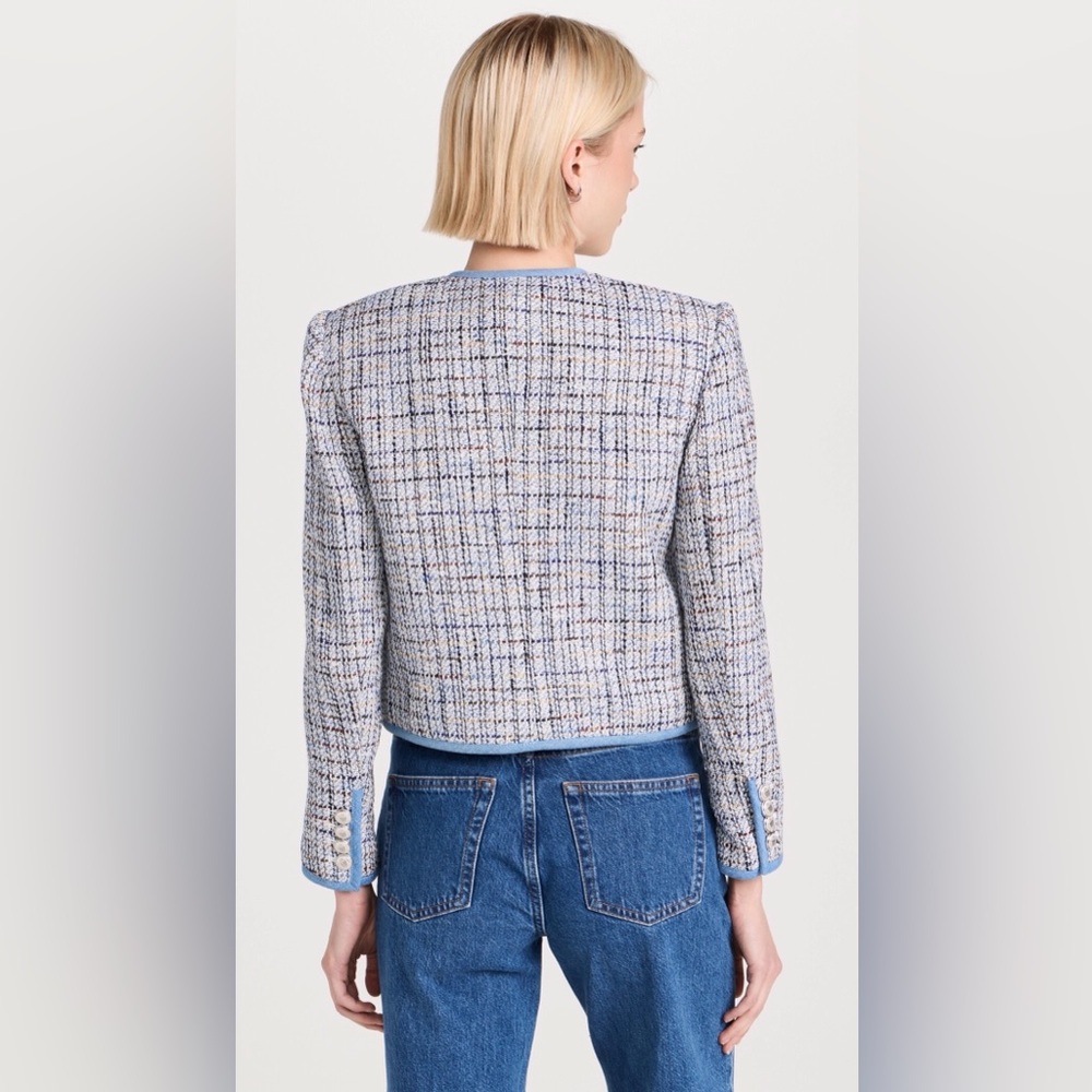 Elie Tahari Blue and White Tweed Blazer - Picture 8 of 16